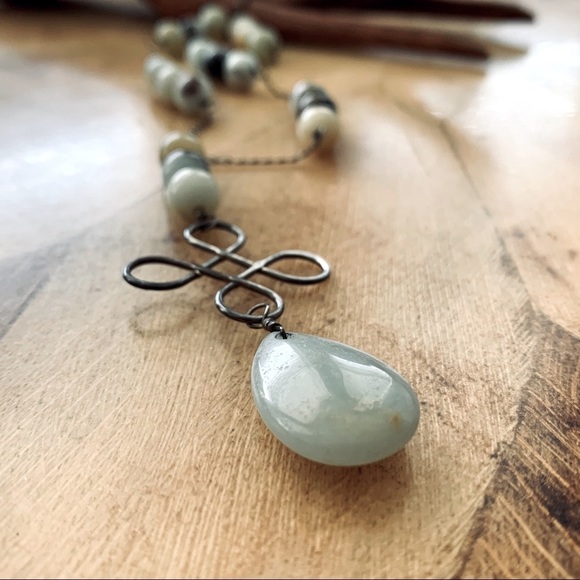 Artisan Natural Stone Beads and Sterling Silver Pendant Necklace - Picture 10 of 17